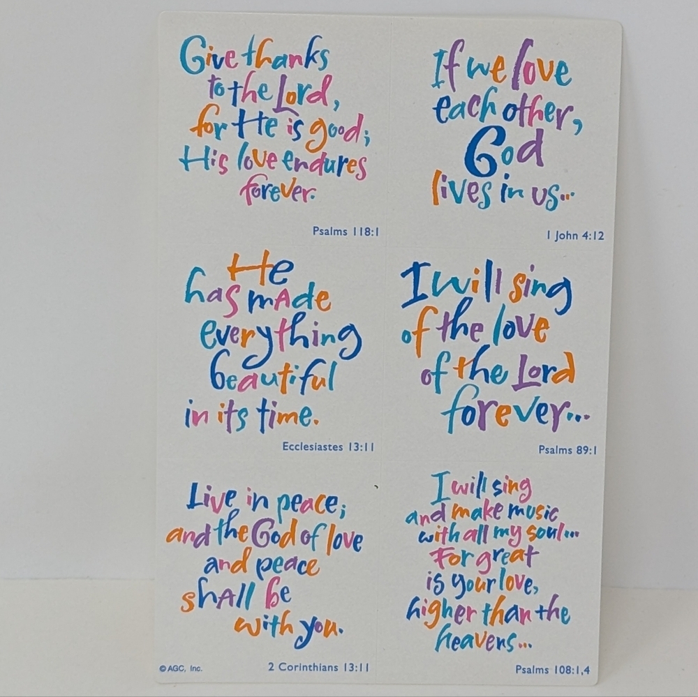 American Greetings Sticker Sheet Bible Verse Psalms God Thanks Vintage AGC